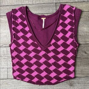 Free People Lola Top  Checkered Crop Top
